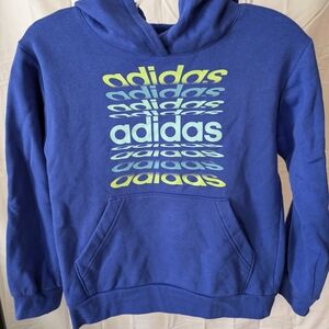 Adidas Blue and Yellow Graphic Hoodie